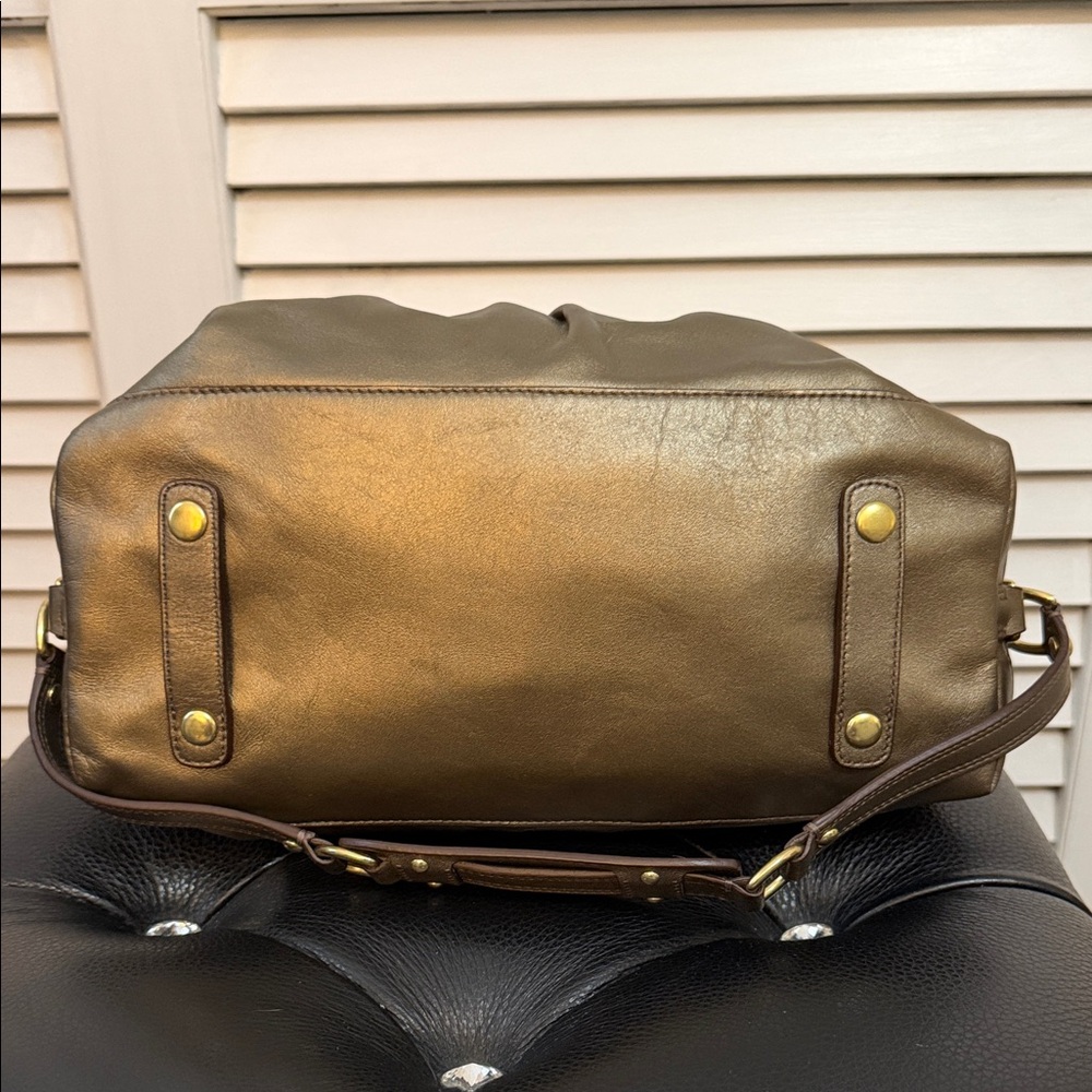 Coach Metallic Leather Satchel | Brass Hardware | Vintage Style | Bronze - Picture 7 of 9